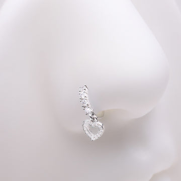 Detail View 1 of Heart Loop Sparkle Dangle Multi-Gem Lined Bendable Hoop Ring-Clear Gem